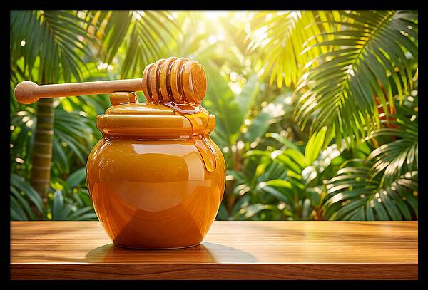 Honey Pot With Wooden Dipper