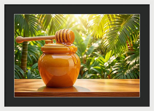 Honey Pot With Wooden Dipper