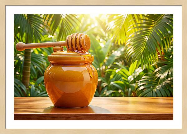 Honey Pot With Wooden Dipper
