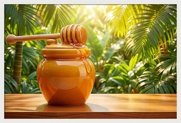 Honey Pot With Wooden Dipper