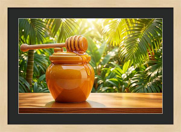 Honey Pot With Wooden Dipper