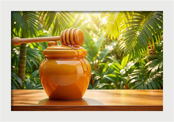 Honey Pot With Wooden Dipper