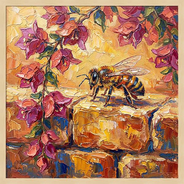 Honeybee Among Bougainvillea