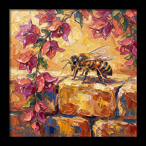 Honeybee Among Bougainvillea