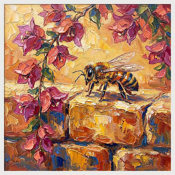 Honeybee Among Bougainvillea