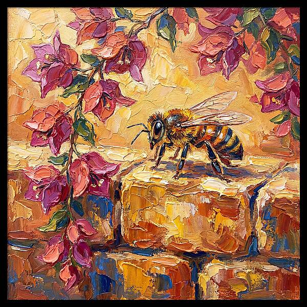 Honeybee Among Bougainvillea