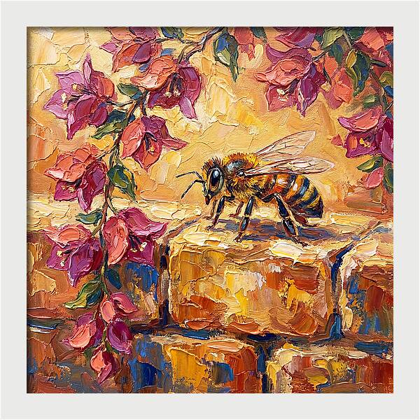 Honeybee Among Bougainvillea