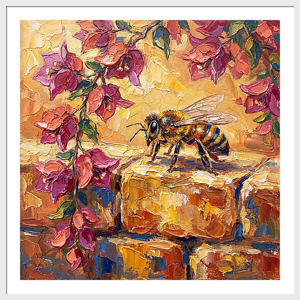 Honeybee Among Bougainvillea