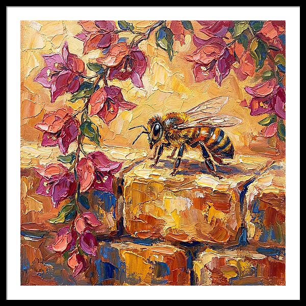 Honeybee Among Bougainvillea