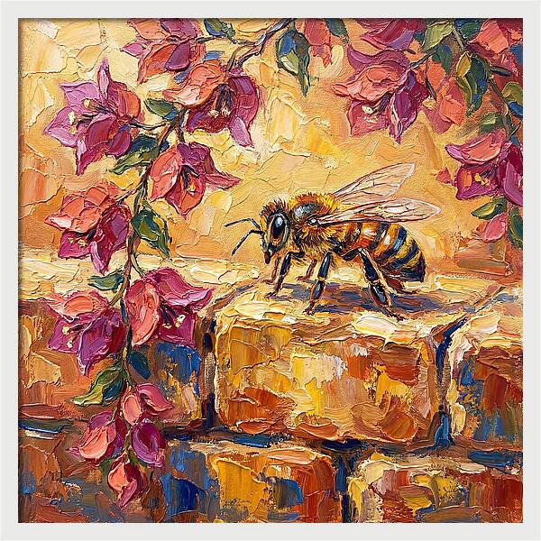 Honeybee Among Bougainvillea