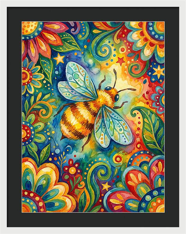 Honeybee Among Vibrant Blooms