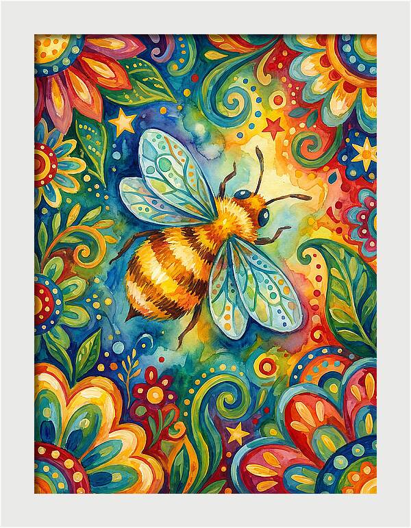 Honeybee Among Vibrant Blooms