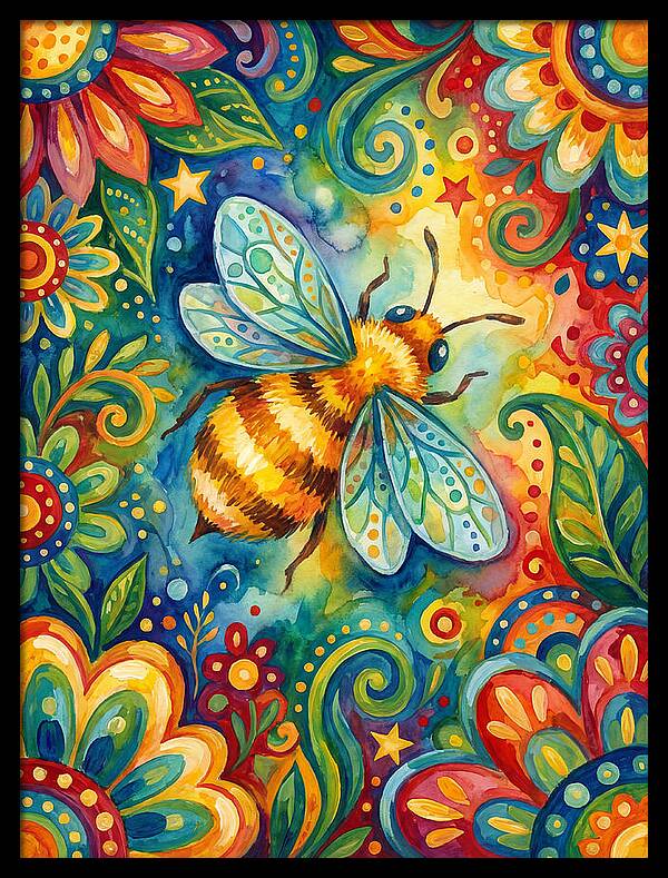 Honeybee Among Vibrant Blooms
