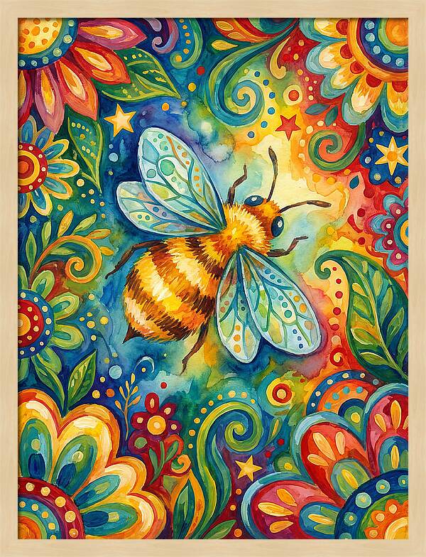 Honeybee Among Vibrant Blooms