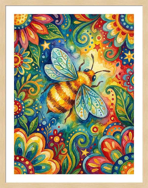 Honeybee Among Vibrant Blooms