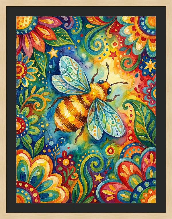 Honeybee Among Vibrant Blooms