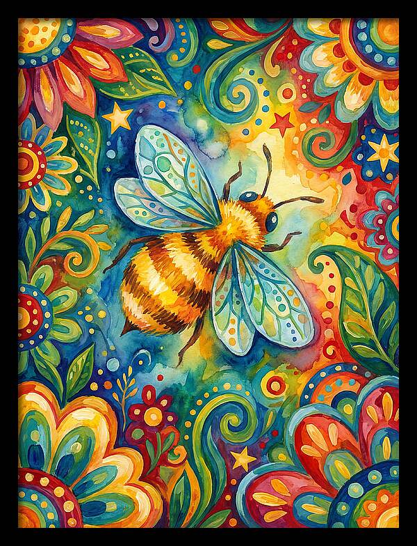 Honeybee Among Vibrant Blooms