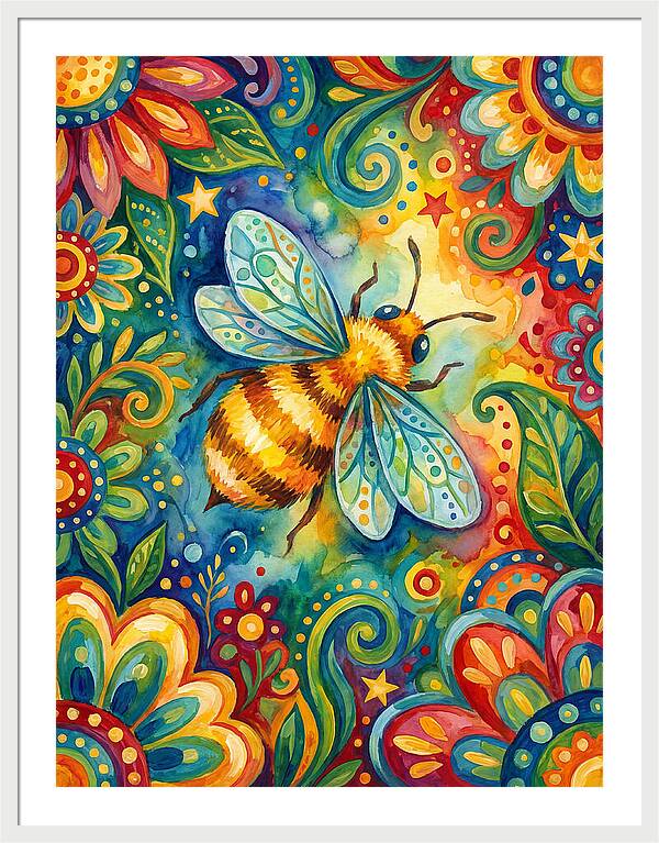Honeybee Among Vibrant Blooms