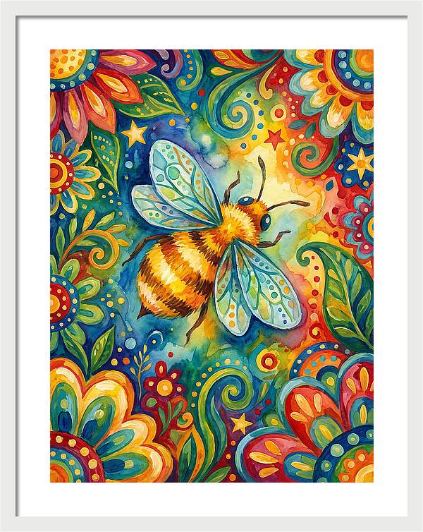 Honeybee Among Vibrant Blooms