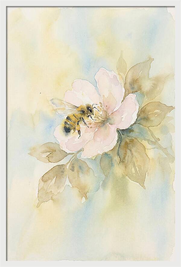 Honeybee Gathering Pollen From Bloom