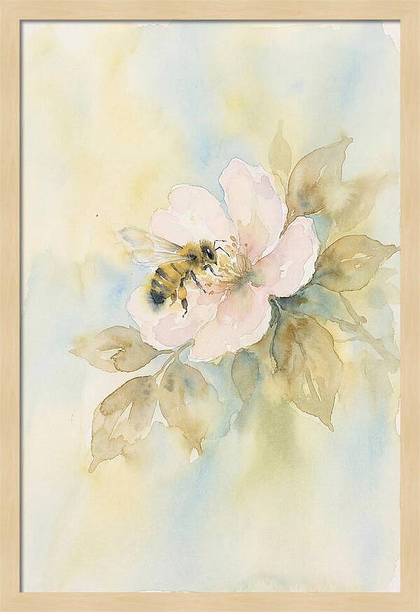 Honeybee Gathering Pollen From Bloom