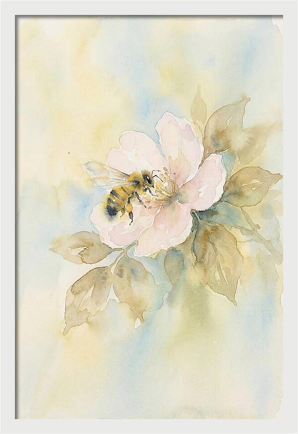 Honeybee Gathering Pollen From Bloom