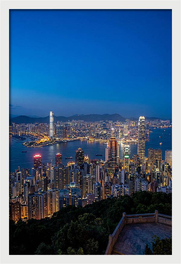 Hong Kong Skyline At Blue Hour