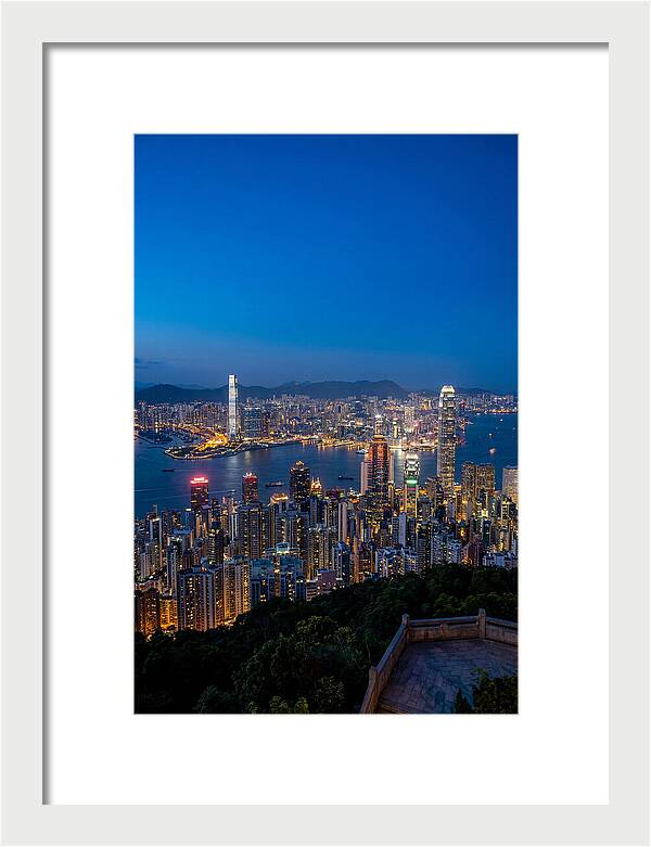 Hong Kong Skyline At Blue Hour