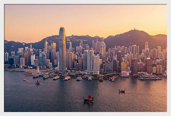 Hong Kong Skyline At Golden Hour