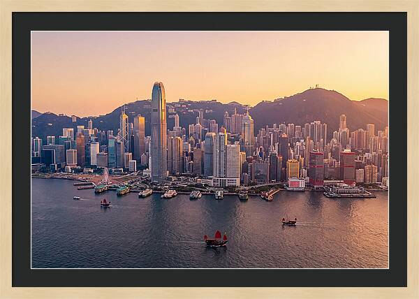 Hong Kong Skyline At Golden Hour