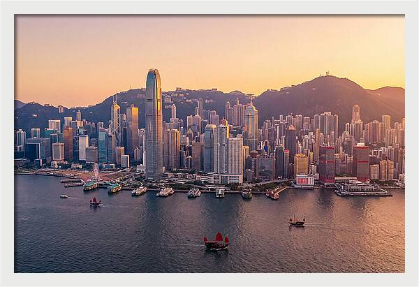 Hong Kong Skyline At Golden Hour