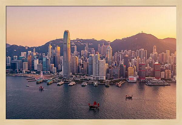 Hong Kong Skyline At Golden Hour