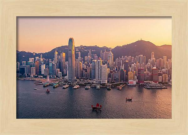 Hong Kong Skyline At Golden Hour