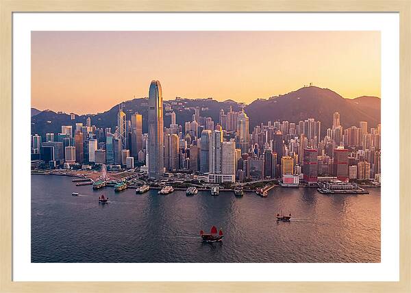 Hong Kong Skyline At Golden Hour