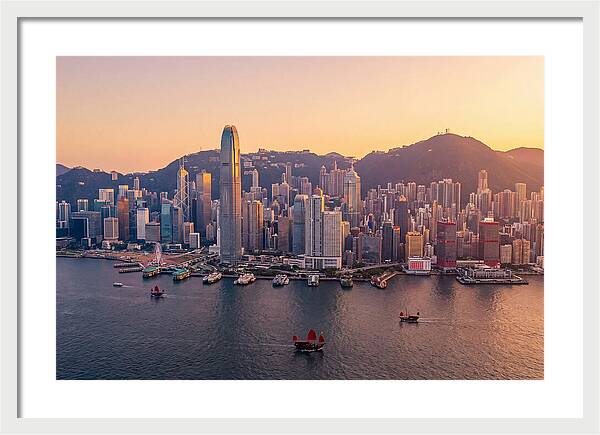Hong Kong Skyline At Golden Hour