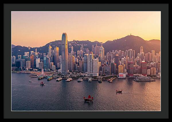 Hong Kong Skyline At Golden Hour