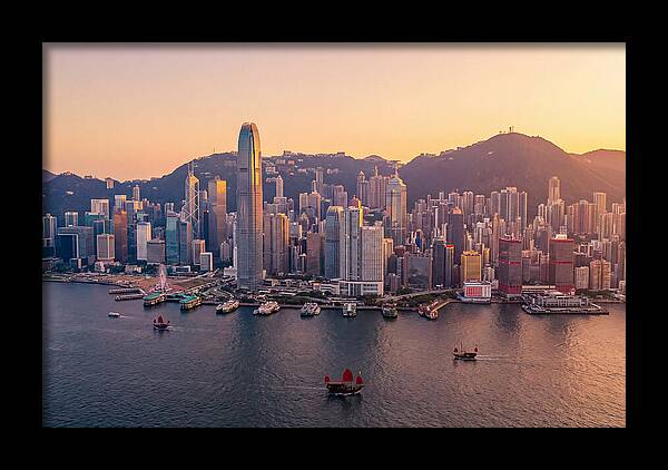 Hong Kong Skyline At Golden Hour