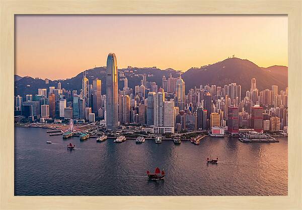 Hong Kong Skyline At Golden Hour