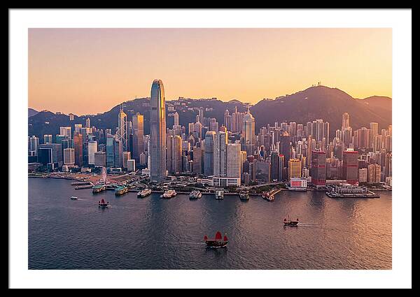 Hong Kong Skyline At Golden Hour