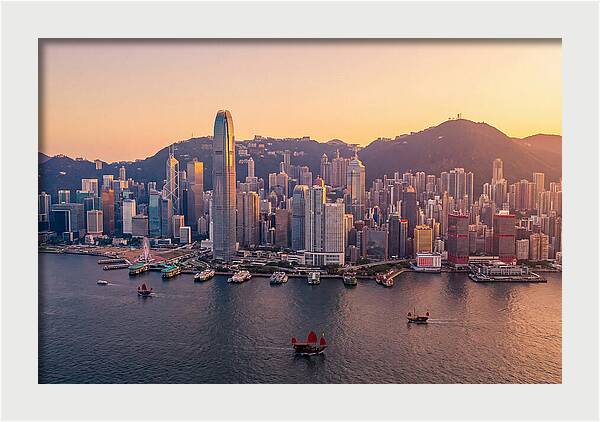 Hong Kong Skyline At Golden Hour