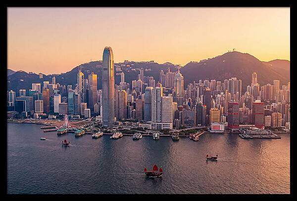 Hong Kong Skyline At Golden Hour