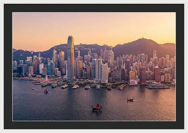 Hong Kong Skyline At Golden Hour