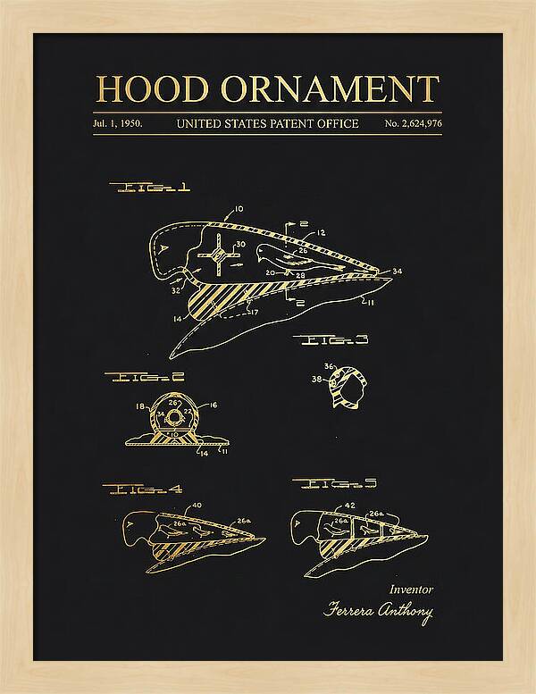 Hood Ornament Gold Patent Us2624976a