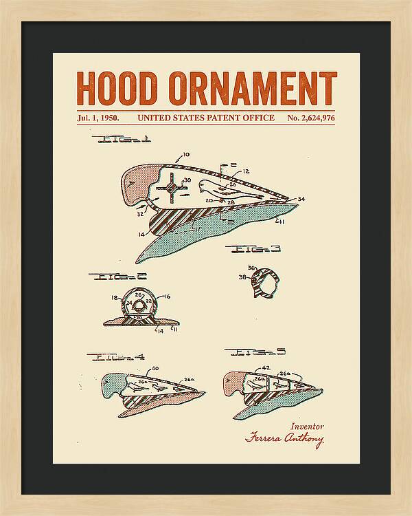 Hood Ornament Retro Patent Us2624976a