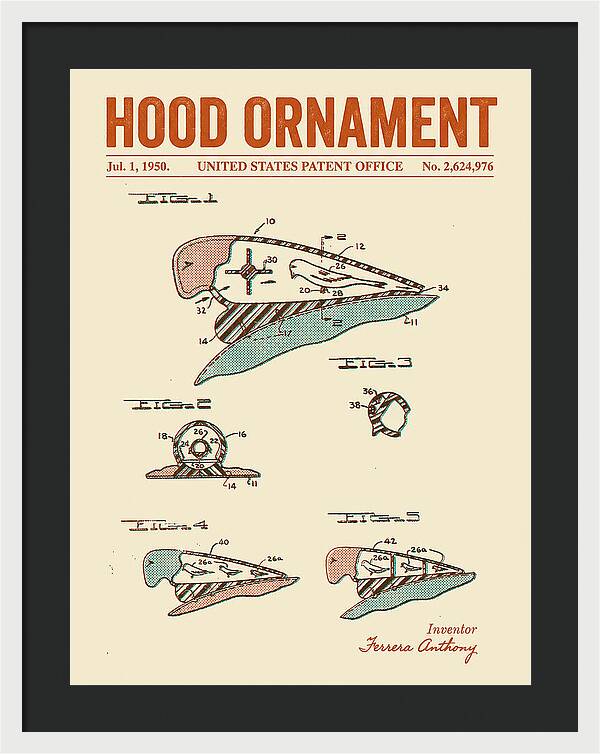 Hood Ornament Retro Patent Us2624976a