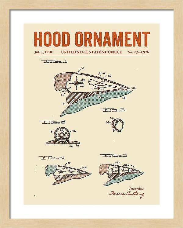 Hood Ornament Retro Patent Us2624976a