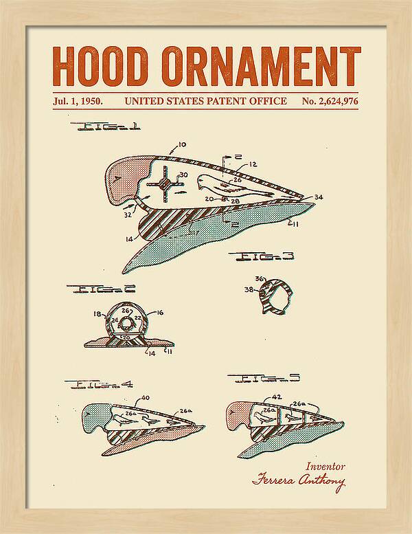Hood Ornament Retro Patent Us2624976a