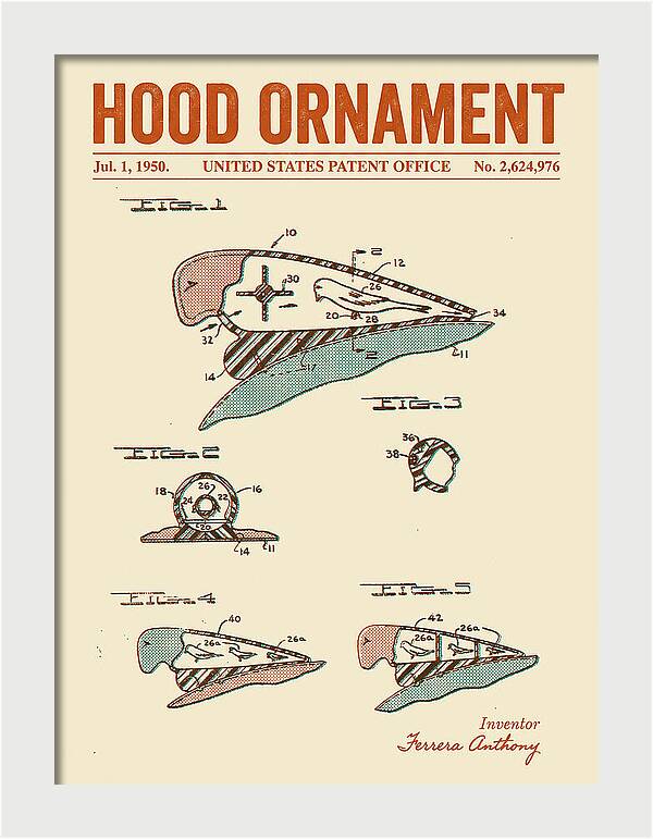 Hood Ornament Retro Patent Us2624976a