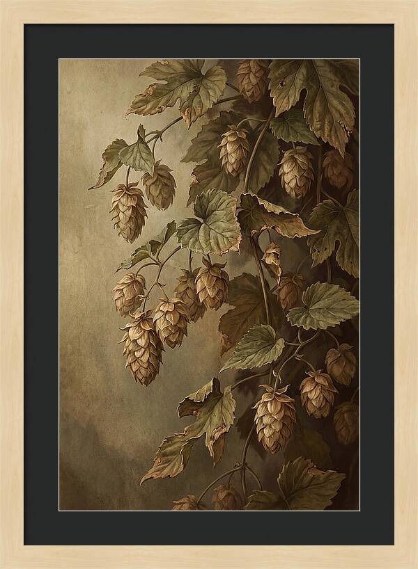 Hops Vine With Papery Green Flower Cones