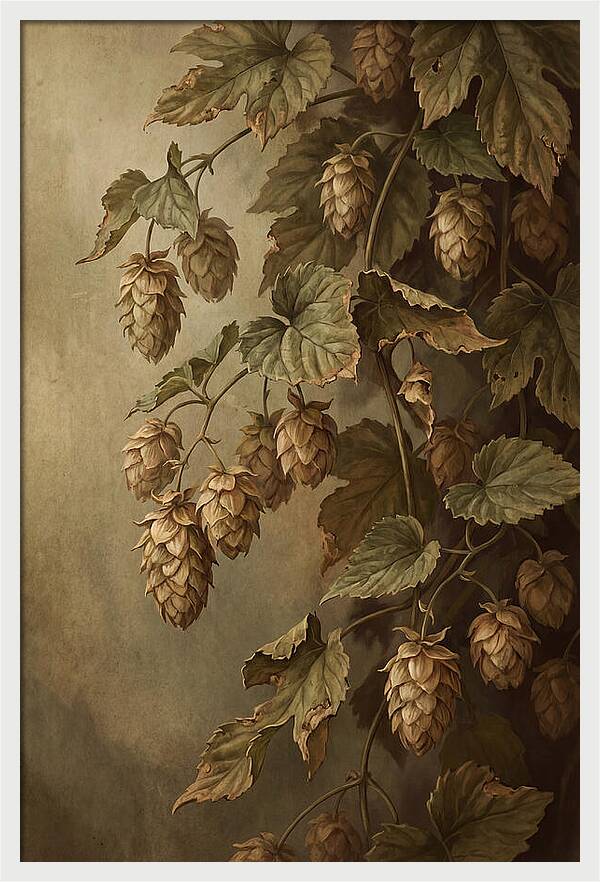 Hops Vine With Papery Green Flower Cones